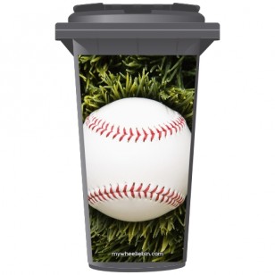 Baseball In Long Grass Wheelie Bin Sticker Panel